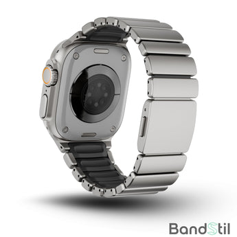 Titan-Schwarz - BandStil Apple Watch Titan - Hybrid Gliederarmband "Porto" mit Magnetverschluss