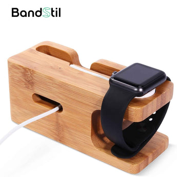 BandStil Bambus Ladestation für Apple Watch & iPhone – 2 - in - 1 Dockingstation aus Holz - Bandstil