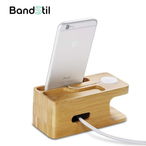 BandStil Bambus Ladestation für Apple Watch & iPhone – 2 - in - 1 Dockingstation aus Holz - Bandstil