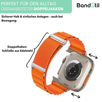 BandStil Apple Watch Stoffarmband „Tampa“ mit Doppelhaken - Schließe - Bandstil