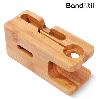 BandStil Bambus Ladestation für Apple Watch & iPhone – 2 - in - 1 Dockingstation aus Holz - Bandstil
